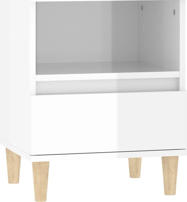 vidaXL Κομοδίνα, σετ 2 τεμ., λευκά, γυαλιστερά, 40x35x50 cm