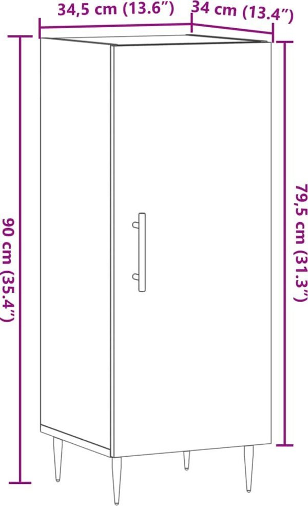 vidaXL Ντουλάπι από παλιό ξύλο, 34,5x34x90 εκ, ξυλοσανίδα