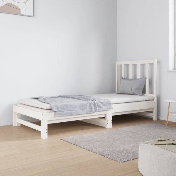 vidaXL Συρόμενο κρεβάτι, λευκό, 2x(90x190) εκ, από μασίφ πεύκο