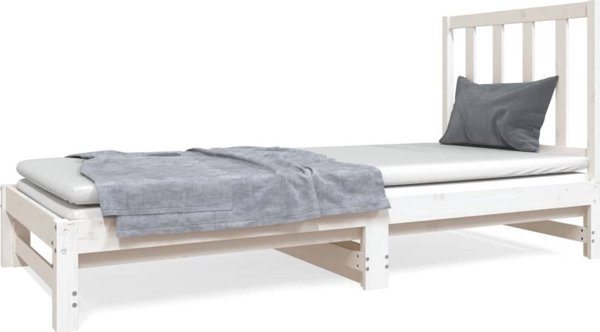 vidaXL Συρόμενο κρεβάτι, λευκό, 2x(90x190) εκ, από μασίφ πεύκο