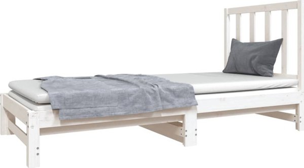 vidaXL Συρόμενο κρεβάτι, λευκό, 2x(90x190) εκ, από μασίφ πεύκο