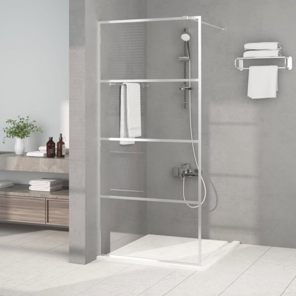 vidaXL Στεγανός Τοίχος Ντους ασημί, 90x195 cm, διαφανές γυαλί ESG
