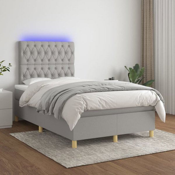 vidaXL vidaXL Κρεβάτι κοντινεντάλ με στρωμα, ανοιχτό γκρι, ύφασμα, 120x200 cm