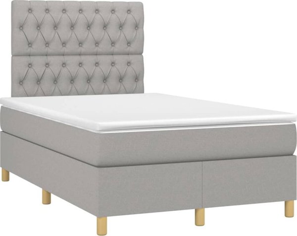 vidaXL vidaXL Κρεβάτι κοντινεντάλ με στρωμα, ανοιχτό γκρι, ύφασμα, 120x200 cm