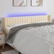 vidaXL Zaglowek do lozka z LED, kremowy, 183x16x78/88 cm, tkanina