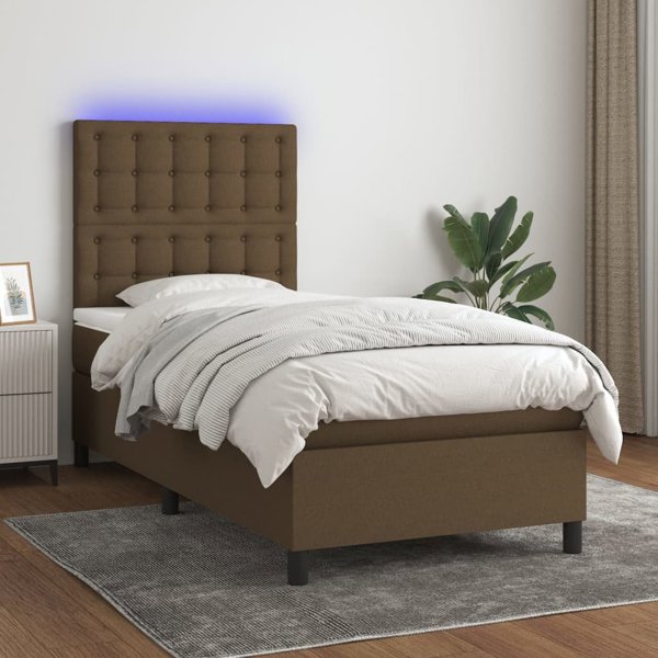 vidaXL Κρεβάτι Continental με Στρώμα, Καφέ, 80 x 200 cm, ύφασμα