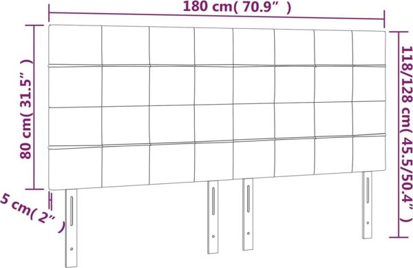 vidaXL Τεμάχια κεφαλάρι κρεβατιού, 4 τεμ., ανοιχτό γκρι, 90x5x78/88 εκ., ύφασμα
