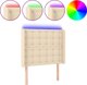 vidaXL Zaglowek do lietka me LED, kremowy, 83x16x118/128 cm, tkanina