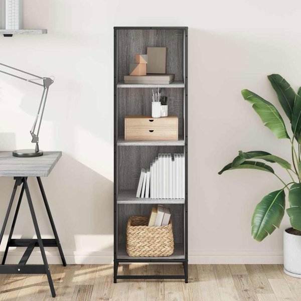 vidaXL Ράφι Βιβλίων, Βιβλιοθήκη σε Γκρι Χρώμα Sonoma Δρυς, 40x35x139 cm