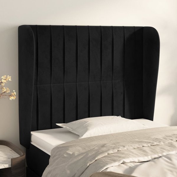 vidaXL Zaglowek uszak 93x23x118/128 cm μαύρο βελούδο