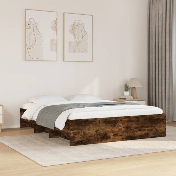 vidaXL Κρεβάτι χωρίς στρώμα, καπνιστό δρυς, 150x200 εκ.