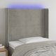 vidaXL Zaglowek do lozka z LED, jasnoszary, 103x16x118/128 cm, aksamit