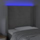 vidaXL Zaglowek do lozka z LED, jasnoszary, 103x16x118/128 cm, aksamit
