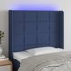 vidaXL Κεφαλάρι κρεβατιού με LED, μπλε, 103x16x118/128 cm, ύφασμα