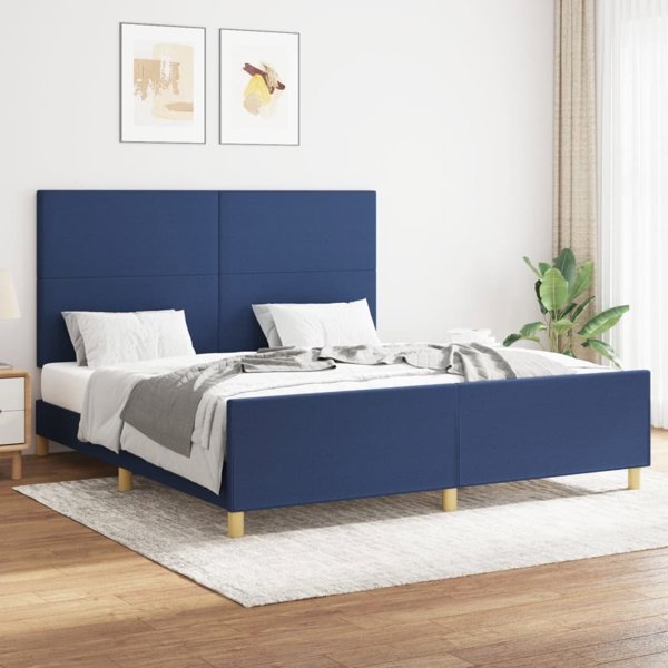 vidaXL Κρεβατοκάμαρα με κεφαλάρι, μπλε, 180x200 εκ., υφασμάτινη