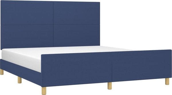 vidaXL Κρεβατοκάμαρα με κεφαλάρι, μπλε, 180x200 εκ., υφασμάτινη