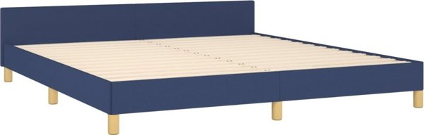 vidaXL Κρεβατοκάμαρα με κεφαλάρι, μπλε, 180x200 εκ., υφασμάτινη