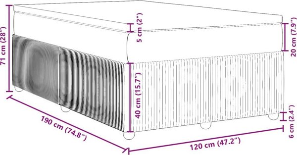 vidaXL κοντινεντάλ κρεβάτι με στρώμα, ροζ, 120x190 εκ., βελούδο