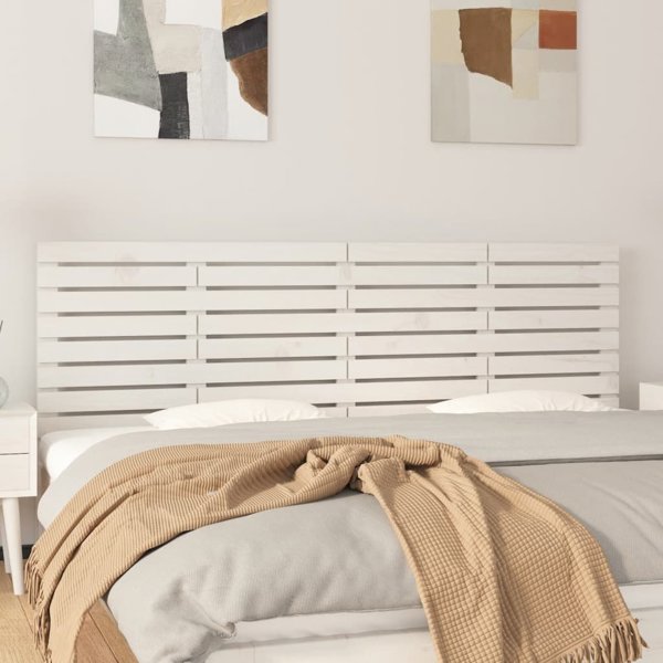 vidaXL Κεφαλάρι κρεβατιού λευκό 166x3x63 cm από μασίφ ξύλο πεύκου