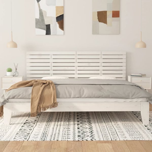 vidaXL Κεφαλάρι κρεβατιού λευκό 166x3x63 cm από μασίφ ξύλο πεύκου