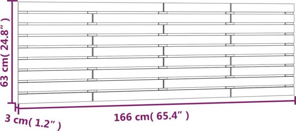 vidaXL Κεφαλάρι κρεβατιού λευκό 166x3x63 cm από μασίφ ξύλο πεύκου