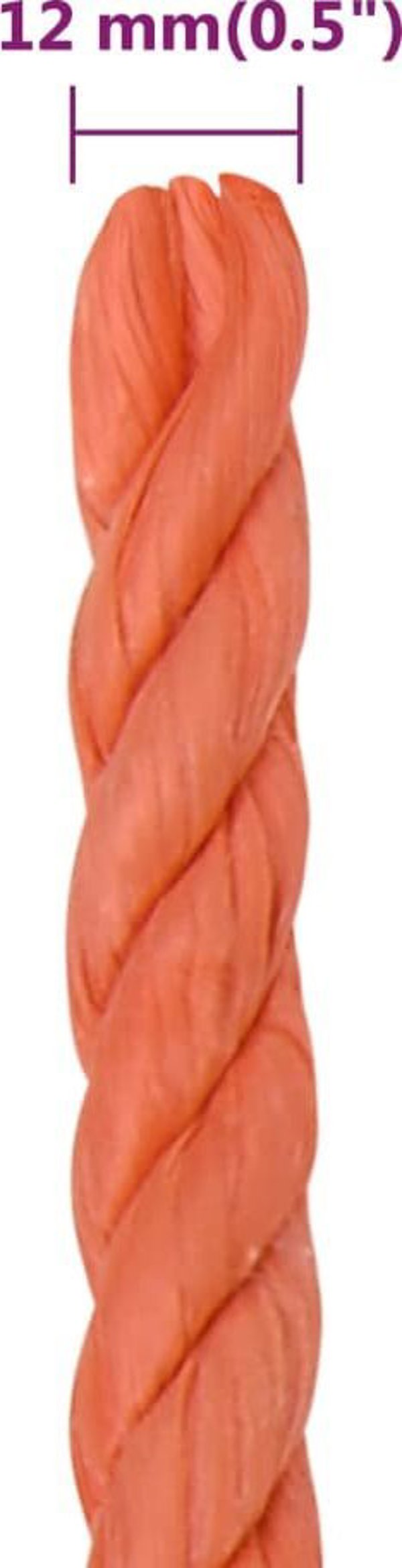 vidaXL Σχοινί εργασίας, πορτοκαλί, 12 mm, 50 m, πολυπροπυλένιο