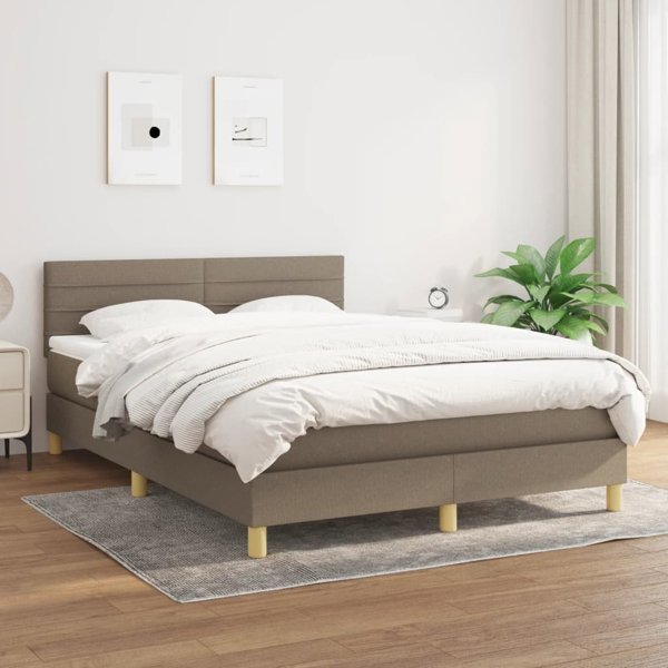 vidaXL Lozko kontynentalne me to matelas, taupe, tkanina, 140x200 cm