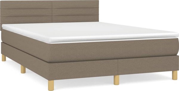 vidaXL Lozko kontynentalne me to matelas, taupe, tkanina, 140x200 cm