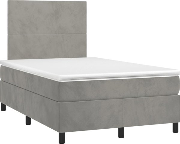 vidaXL Lozko kontynentalne z materacem i LED szare 120x200 cm aksamit