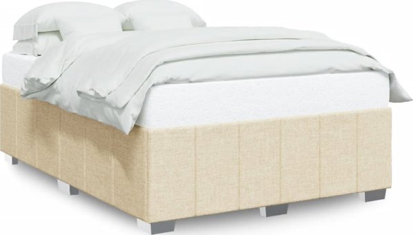 vidaXL Κουφάρι κρεβατιού χωρίς στρώμα, κρεμ, 160x200 εκ., υφασμάτινο