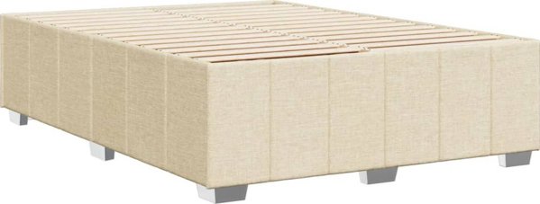 vidaXL Κουφάρι κρεβατιού χωρίς στρώμα, κρεμ, 160x200 εκ., υφασμάτινο