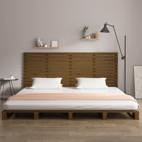 vidaXL Κεφαλάρι κρεβατιού μέλι-καφέ 156x3x91,5 cm από ξύλο πεύκου