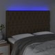 vidaXL Κεφαλάρι για κρεβάτι με LED, σκούρο καφέ, 160x7x118/128 cm, υφασμάτινη επένδυση
