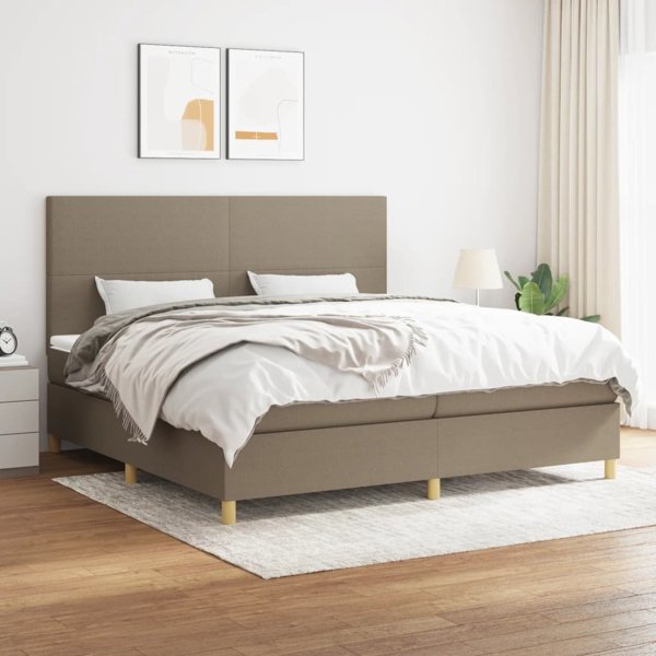 vidaXL Κρεβάτι Κοντινεντάλ με Στρώμα, Taupe, 200x200 cm, Υφασμα