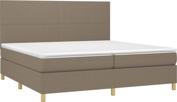 vidaXL Κρεβάτι Κοντινεντάλ με Στρώμα, Taupe, 200x200 cm, Υφασμα