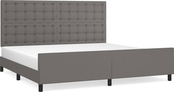 vidaXL Rama lozka z zaglowkiem szara 200x200 cm sztuczna skora