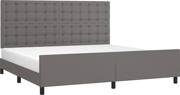 vidaXL Rama lozka z zaglowkiem szara 200x200 cm sztuczna skora