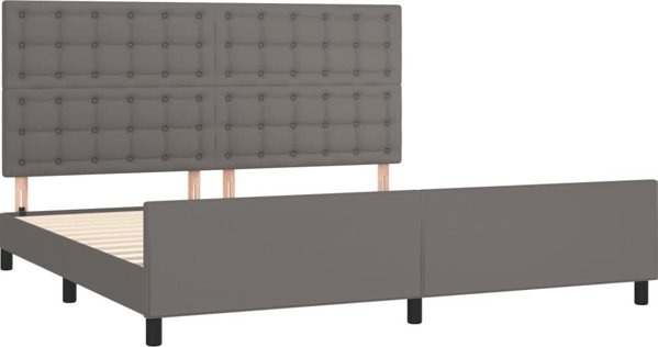 vidaXL Rama lozka z zaglowkiem szara 200x200 cm sztuczna skora