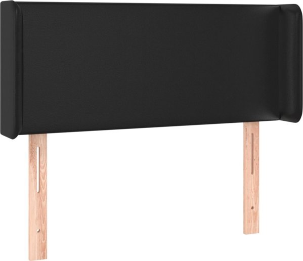 vidaXL Κεφαλάρι κρεβατιού με LED μαύρο οικοδέρμα 83x16x78/88 cm