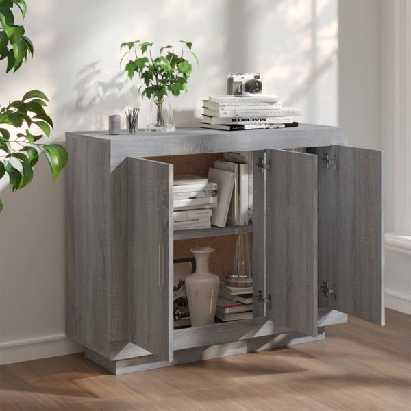 vidaXL Ντουλάπι γκρι δρύς Sonoma, 92x35x75 εκ, ξύλινο υλικό