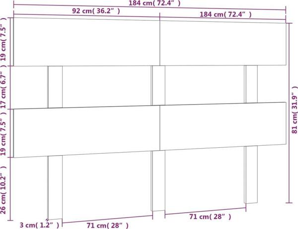 vidaXL Λευκό Μαξιλάρι Κεφαλιού Κρεβατιού, 184x3x81 εκ., ξύλο πεύκου