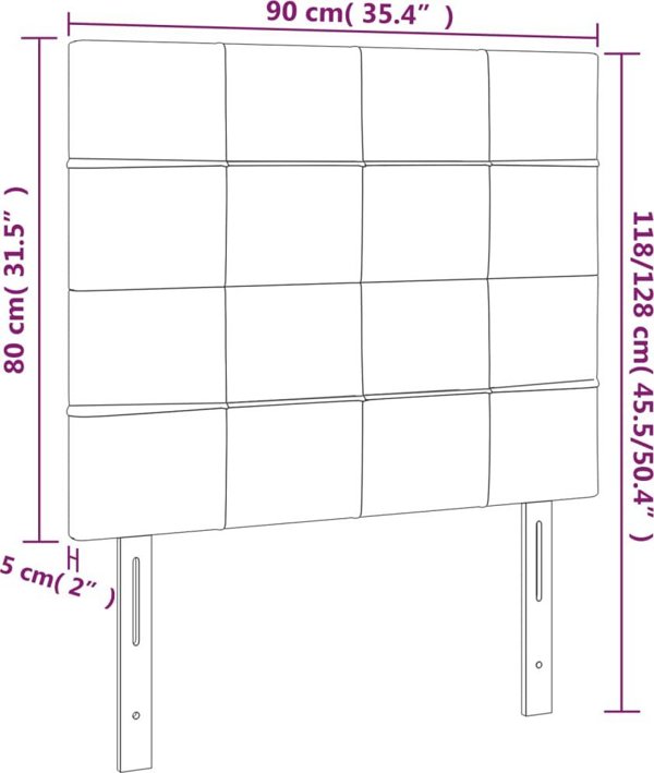 vidaXL Κεφαλάρι για κρεβάτι με LED, εκρού, 90x5x118/128 cm, ύφασμα