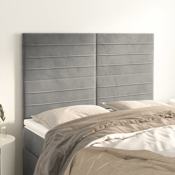 vidaXL Zaglowki do lozka, 4 szt., jasnoszare, 72x5x78/88 cm, aksamit