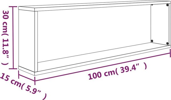 vidaXL Polki scienne, 2 szt., szary dab sonoma, 100x15x30 cm