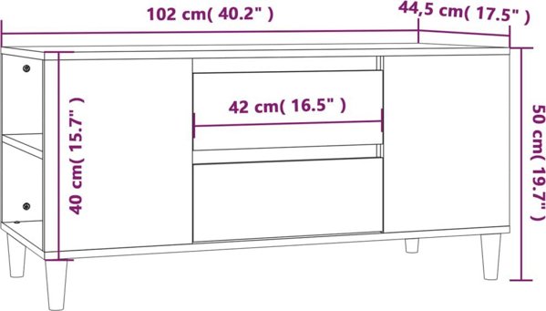 vidaXL Επιπλο TV απο δρυ σονoμα, 102x44,5x50 cm