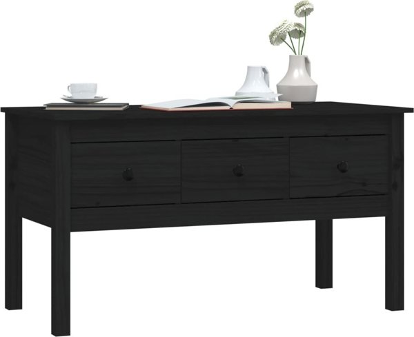 vidaXL Stolik kawowy, czarny, 102x49x55 cm, lite drewno sosnowe