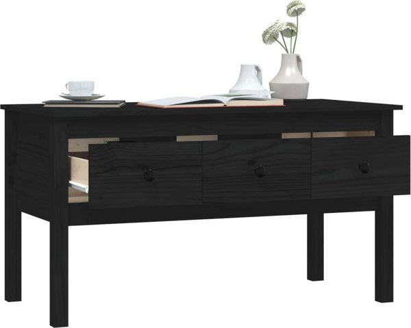 vidaXL Stolik kawowy, czarny, 102x49x55 cm, lite drewno sosnowe