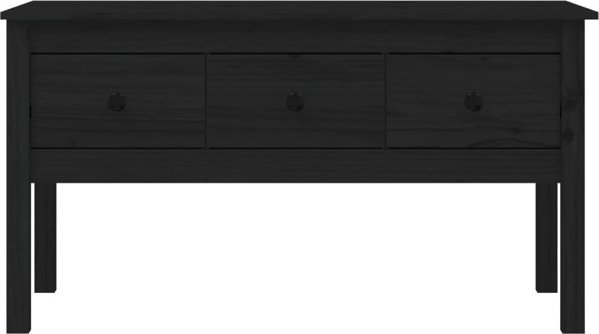 vidaXL Stolik kawowy, czarny, 102x49x55 cm, lite drewno sosnowe