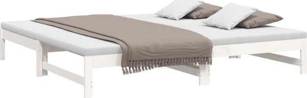 vidaXL Αναδιπλούμενο κρεβάτι, λευκό, 2x(80x200) εκ., μασίφ ξύλο πεύκου