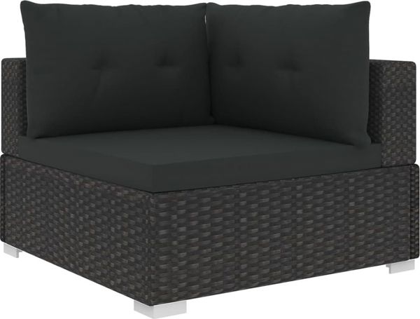 vidaXL 10-cz. zestaw mebli do ogrodu, poduszki, rattan PE, czarny